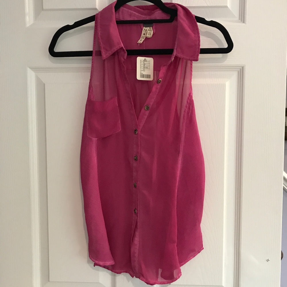 Free people sheer collared tank